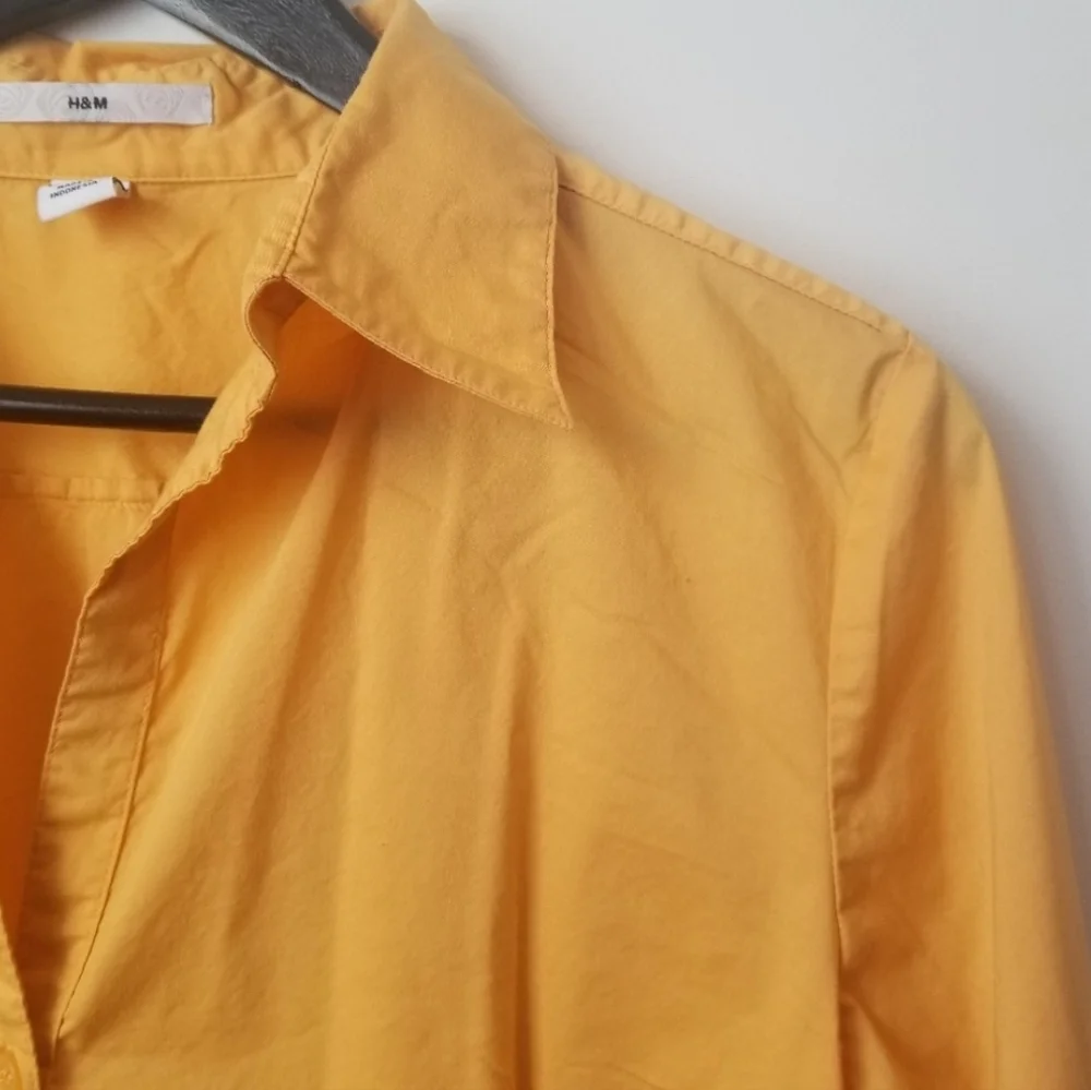 H&M women's yellow long sleeve button front blouse - Picture 4 of 8